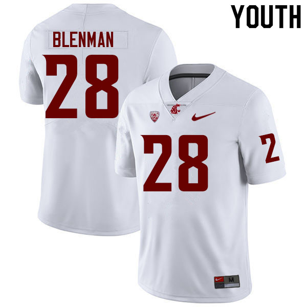Youth #28 Jhamell Blenman Washington State Cougars College Football Jerseys Sale-White - Click Image to Close
